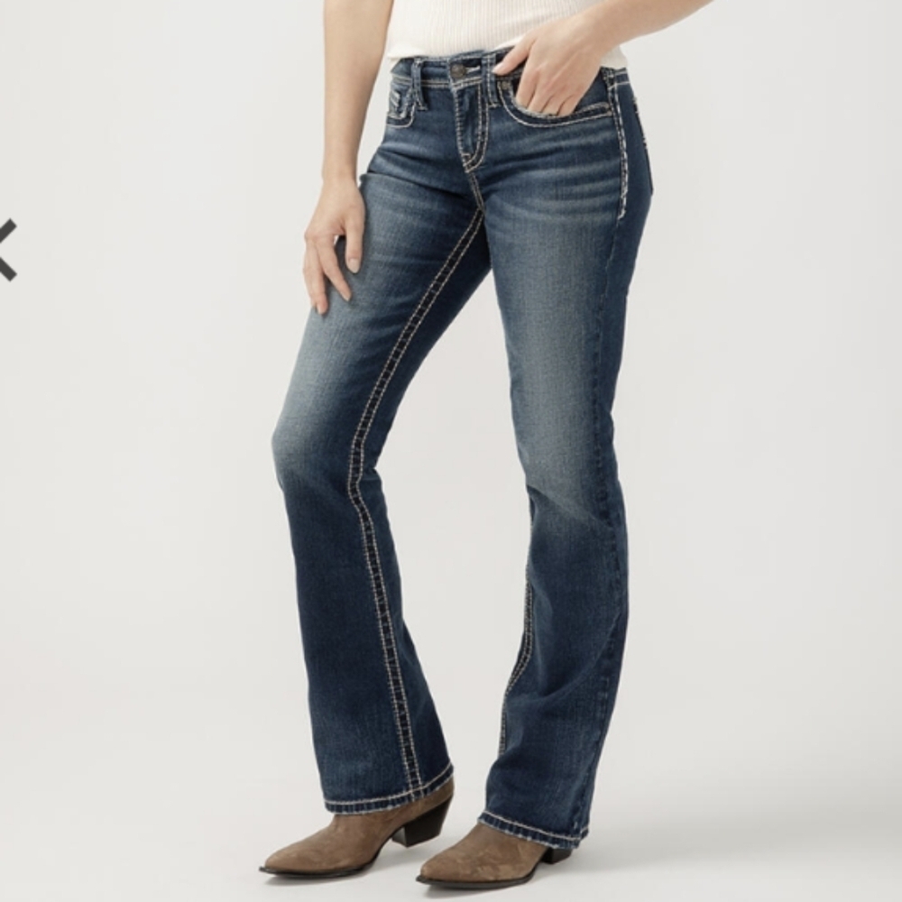 Silver Suki Mid Rise Bootcut Jeans indigo blue  w31 l31 T13